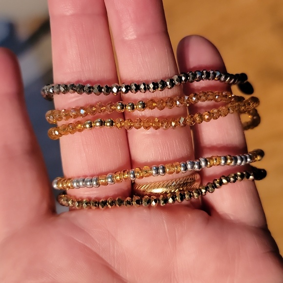 RLxCL 7 inch stretch gemstone and vintage bead or cz bradelets. 21 of them - Picture 3 of 6